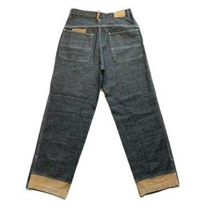 Timberland Baggy Relaxed Jeans Mens 34x31.5 Straight Leather‎ Skater Black Denim